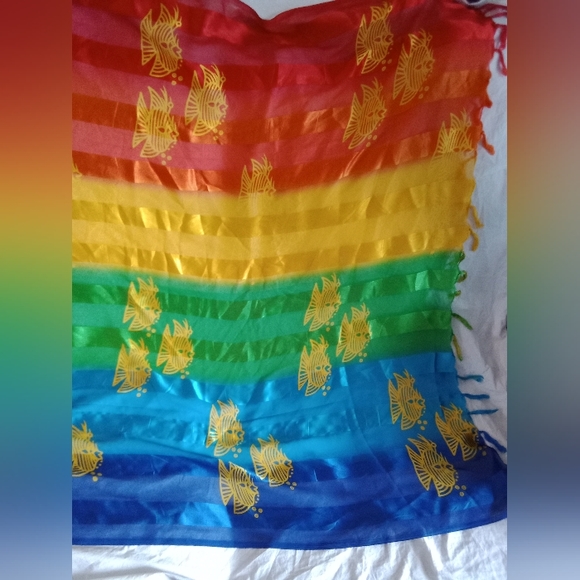 Rainbow Fish Sea Ocean Scarf Tapestry Made In India - Picture 4 of 7